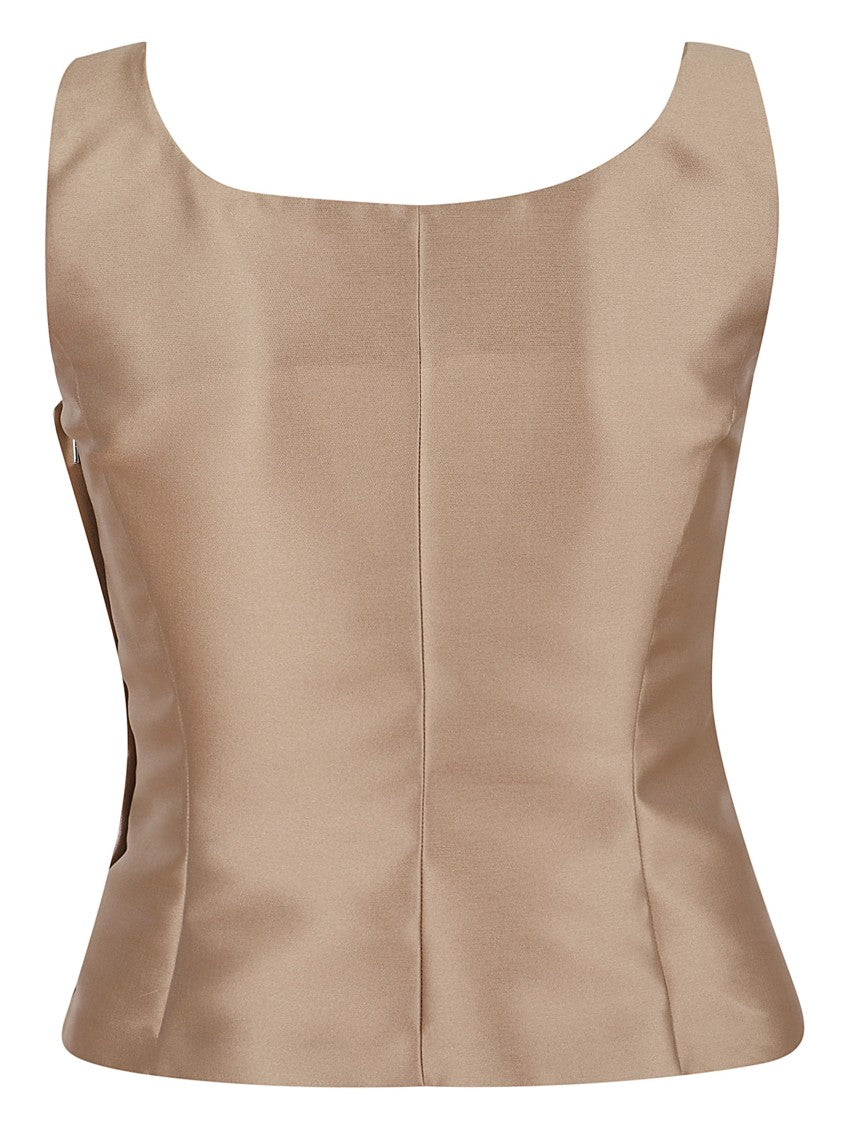Alberta Ferretti Silk Mikado Sleeveless Top With Side Zip Closure