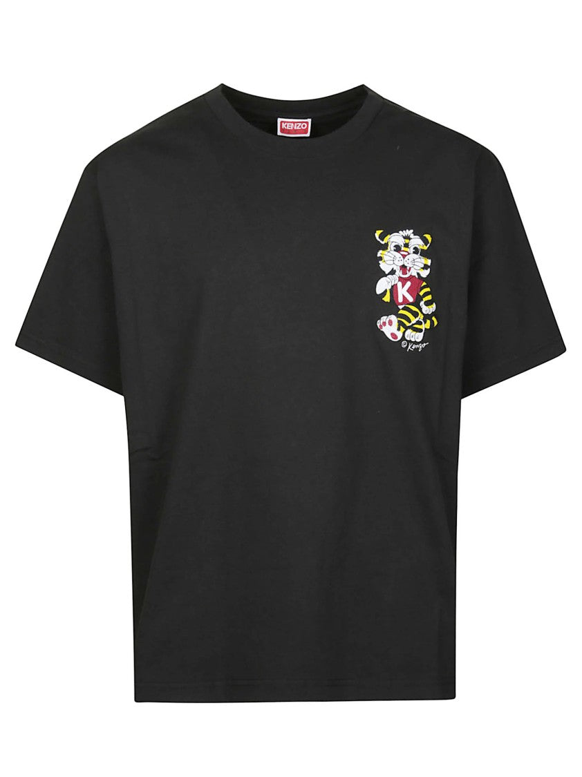 Kenzo Black Wild Tiger Embroidered Oversize Cotton T-Shirt