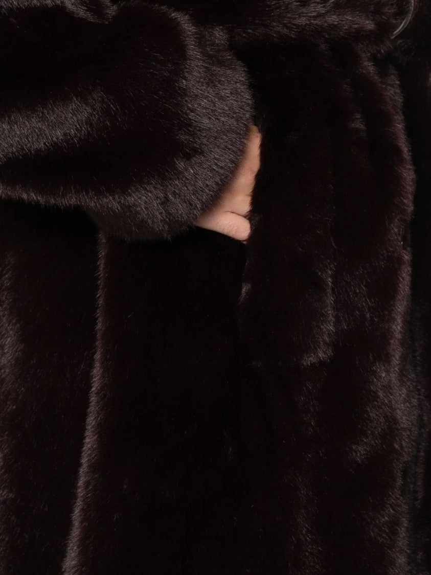 Stand Studio Burgundy Jasmine Faux Fur Coat