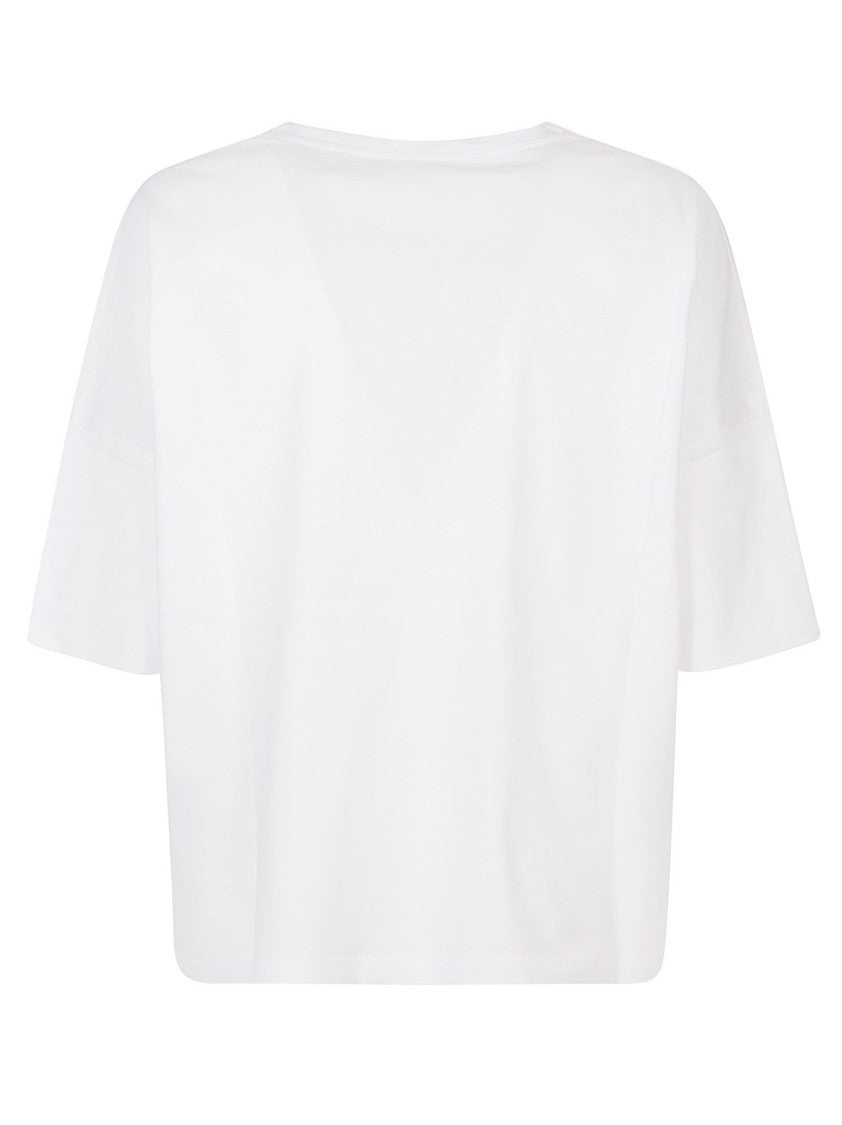 Aragona Boxy White Maxi T-Shirt With Short Sleeves