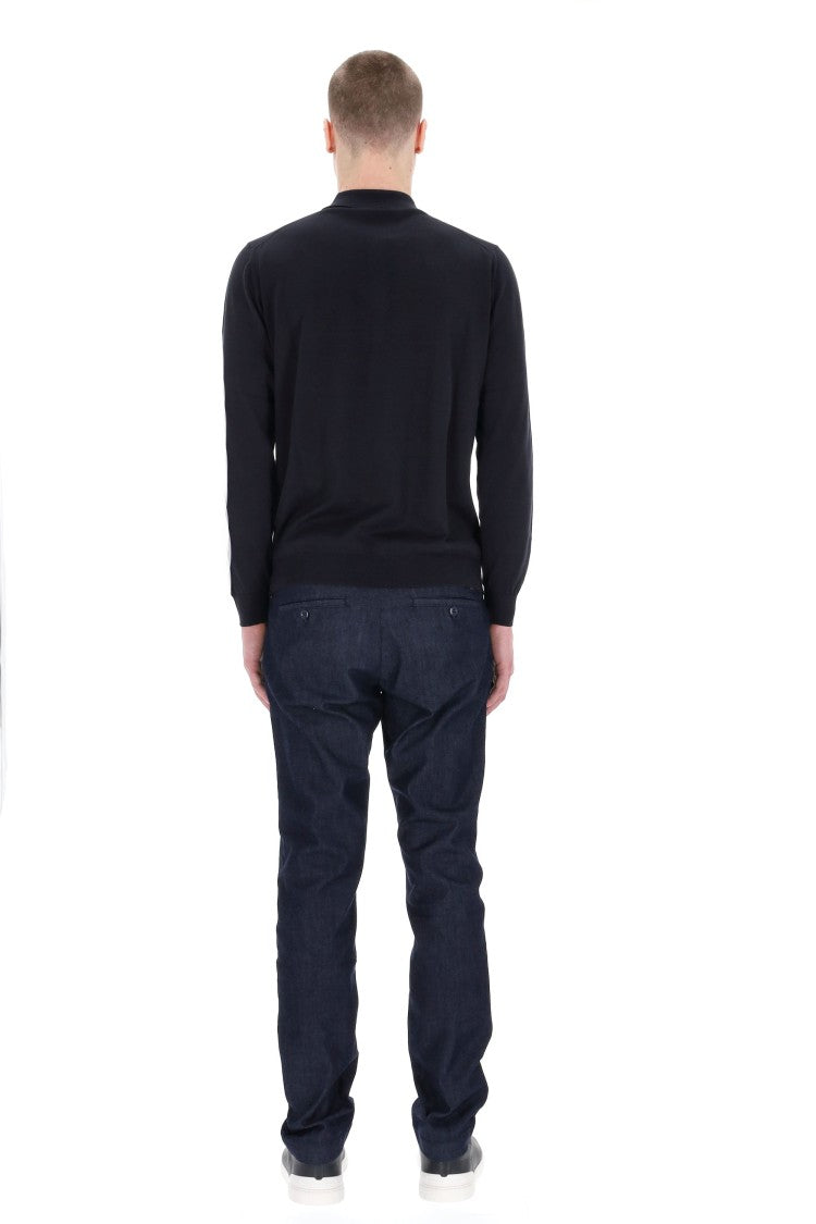 Drumohr Lightweight Cotton Long Sleeve Polo