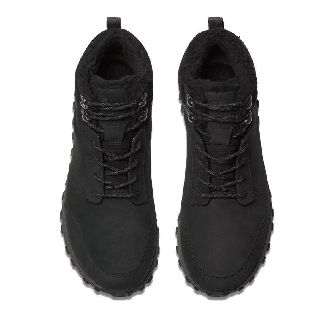 Clarks Trek Up Black Fleece-Lined Nubuck Wedge Boots