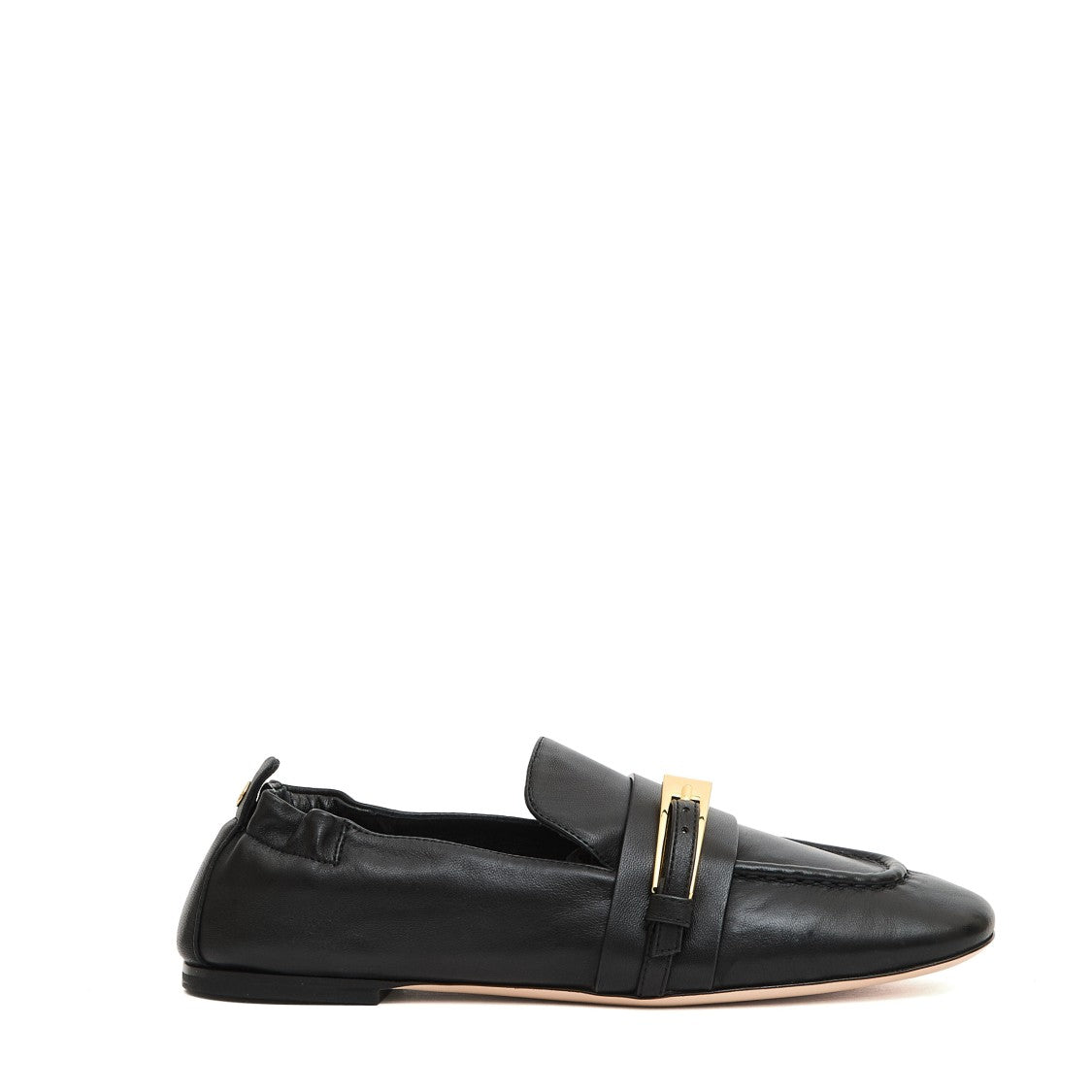 Agl Black Leather Moccasins With Decorative Buckle And Memory Foam Insole