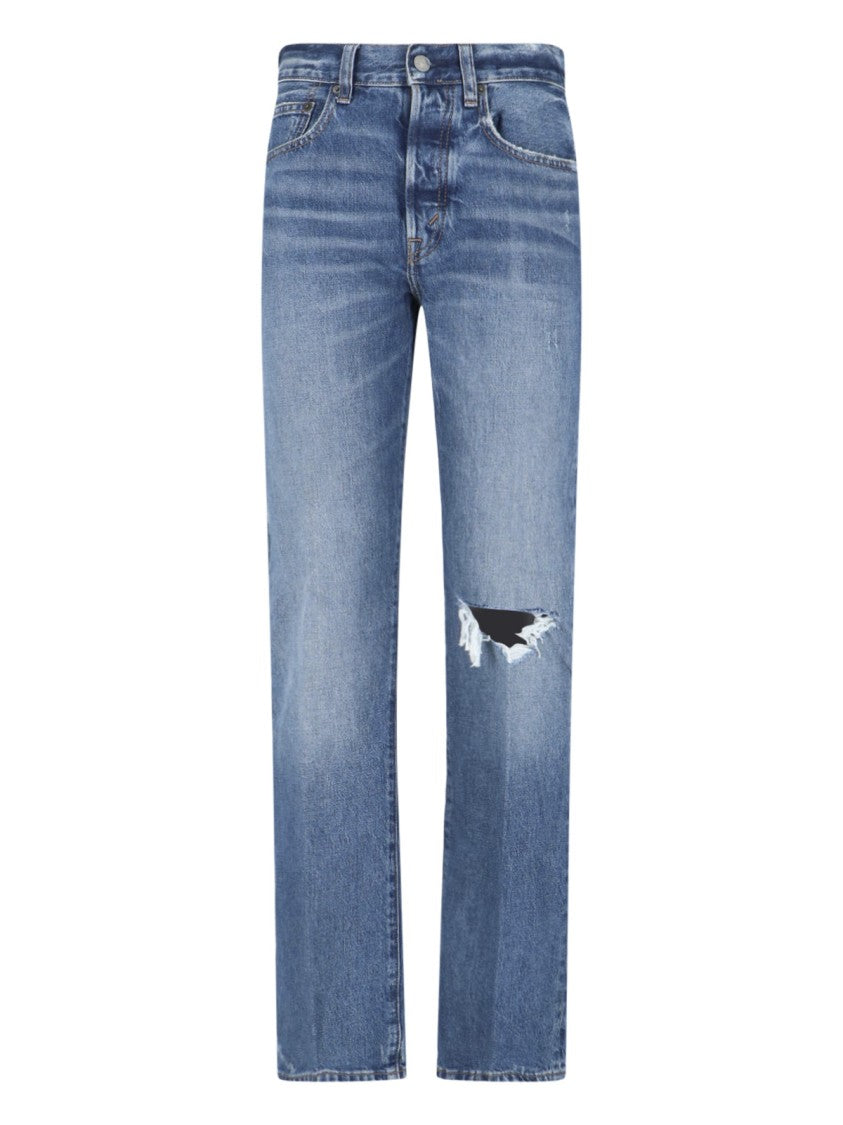Polo Ralph Lauren Blue High-Waisted Distressed Denim Jeans