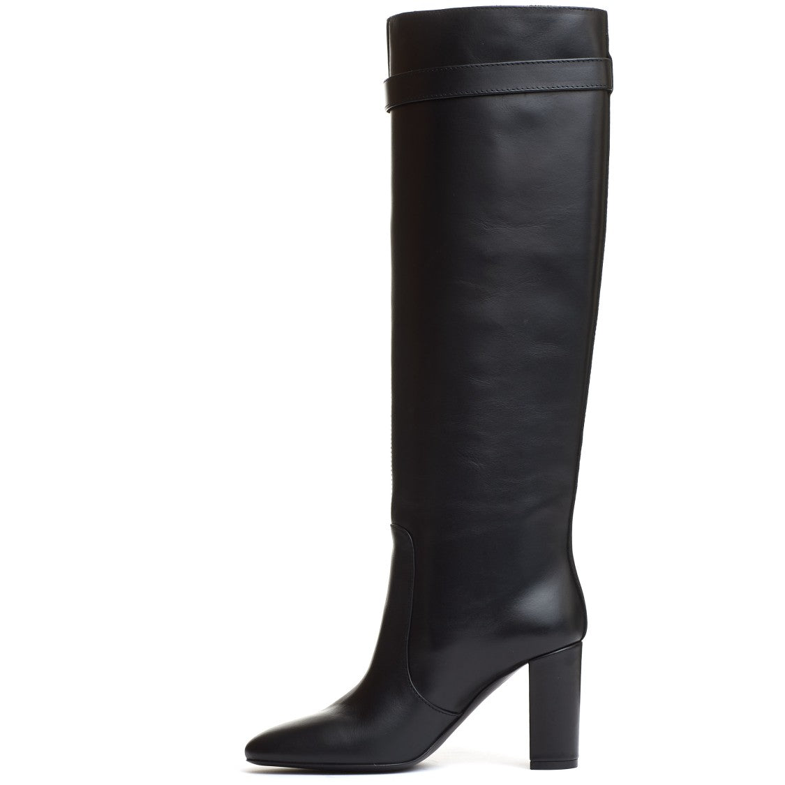 Via Roma 15 Black Leather Boot Heel 90Mm