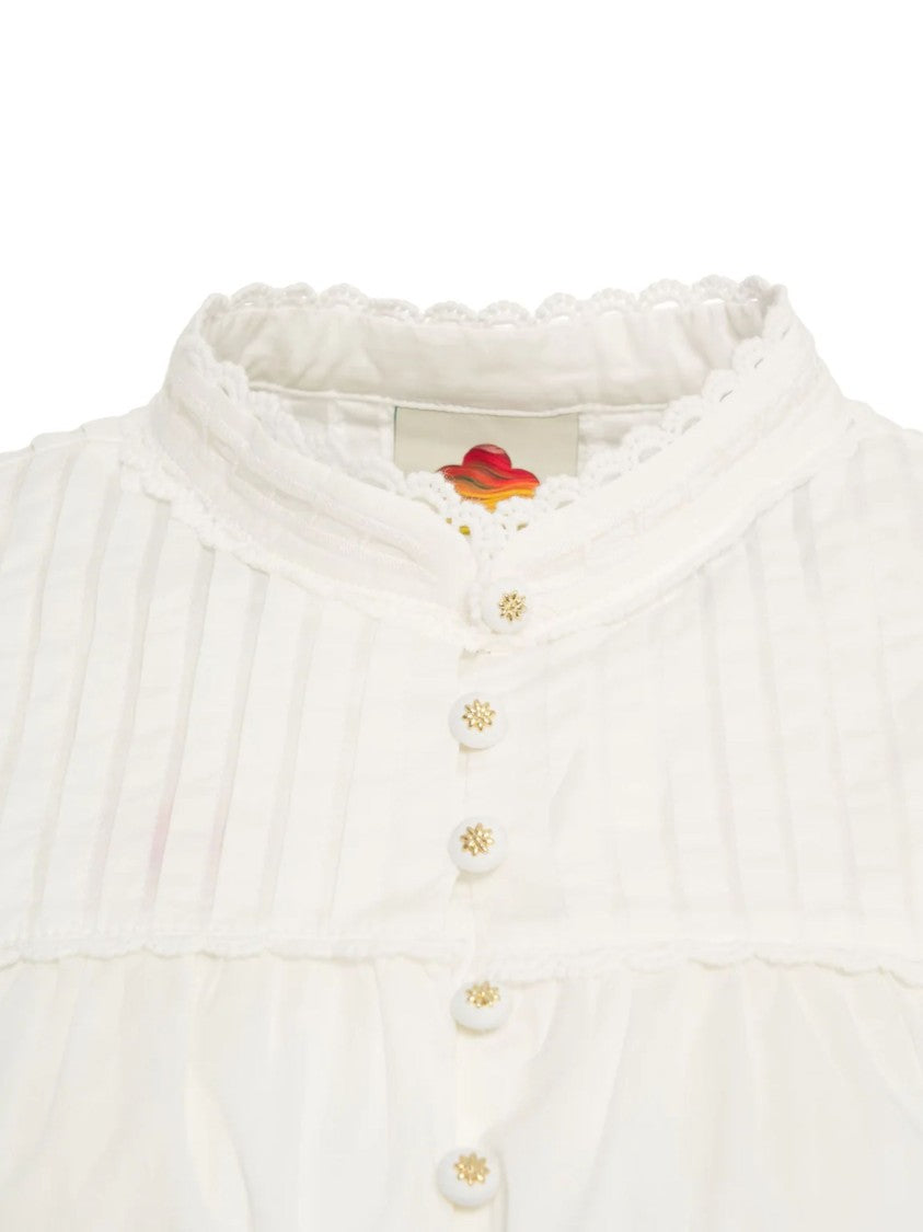 Farm Rio White Richelieu Embroidery Cotton Blouse