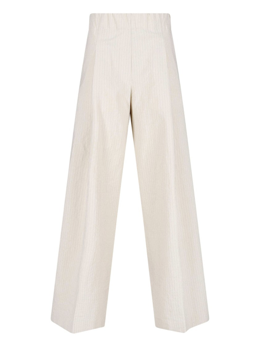 Dries Van Noten Black Pinstriped Texture Wide-Leg Trousers