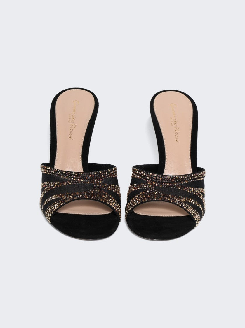 Gianvito Rossi Suede Wedge Sandals Black