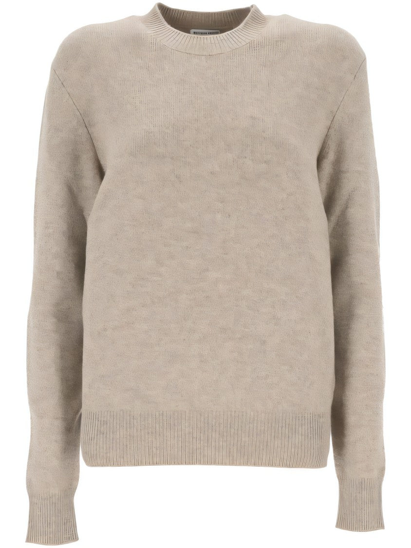 Bottega Veneta Relaxed Fit Cashmere Sweater With Unique Woven Elbow Patches