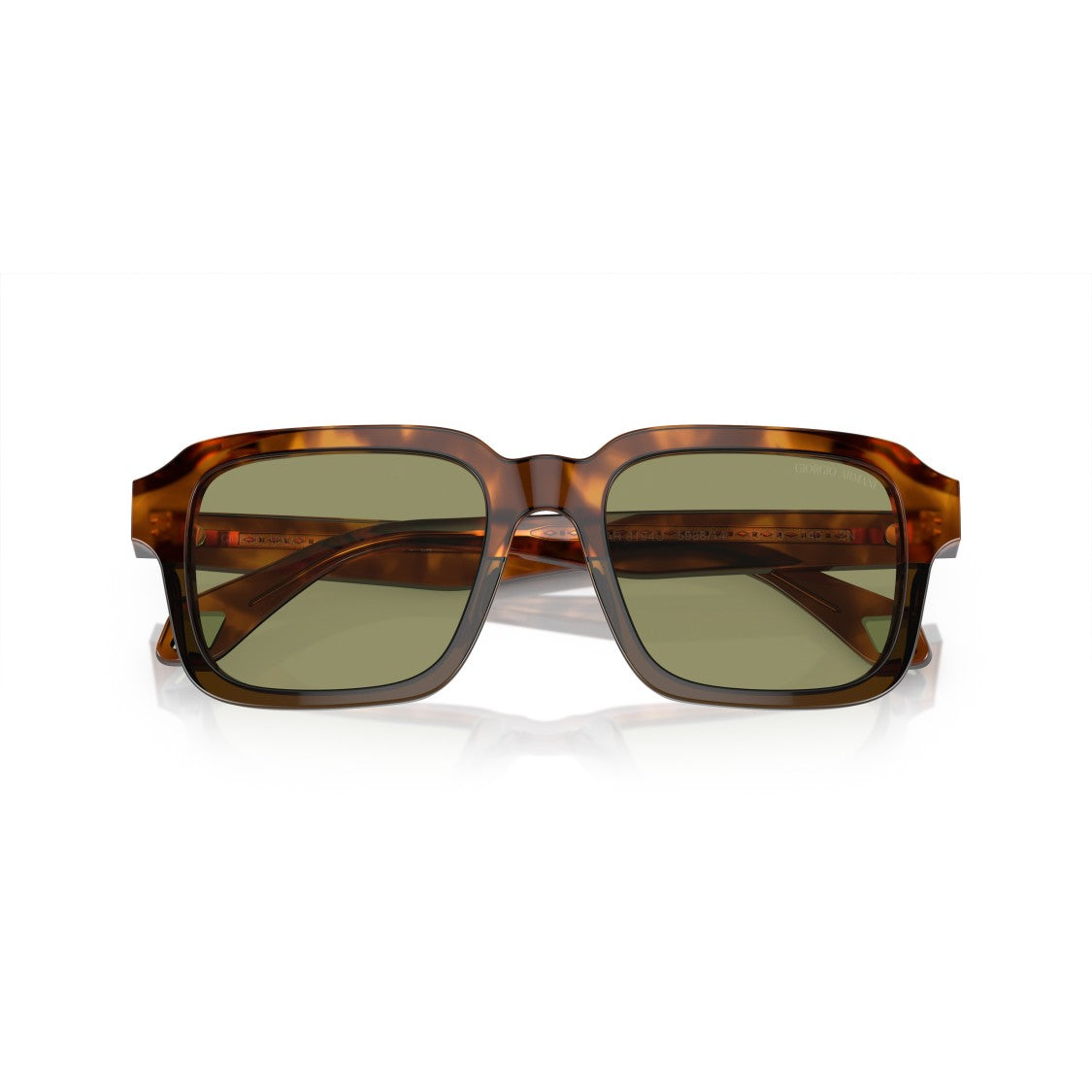 Giorgio Armani 0Ar8194u Bold Square Tortoiseshell Sunglasses With Green Lenses