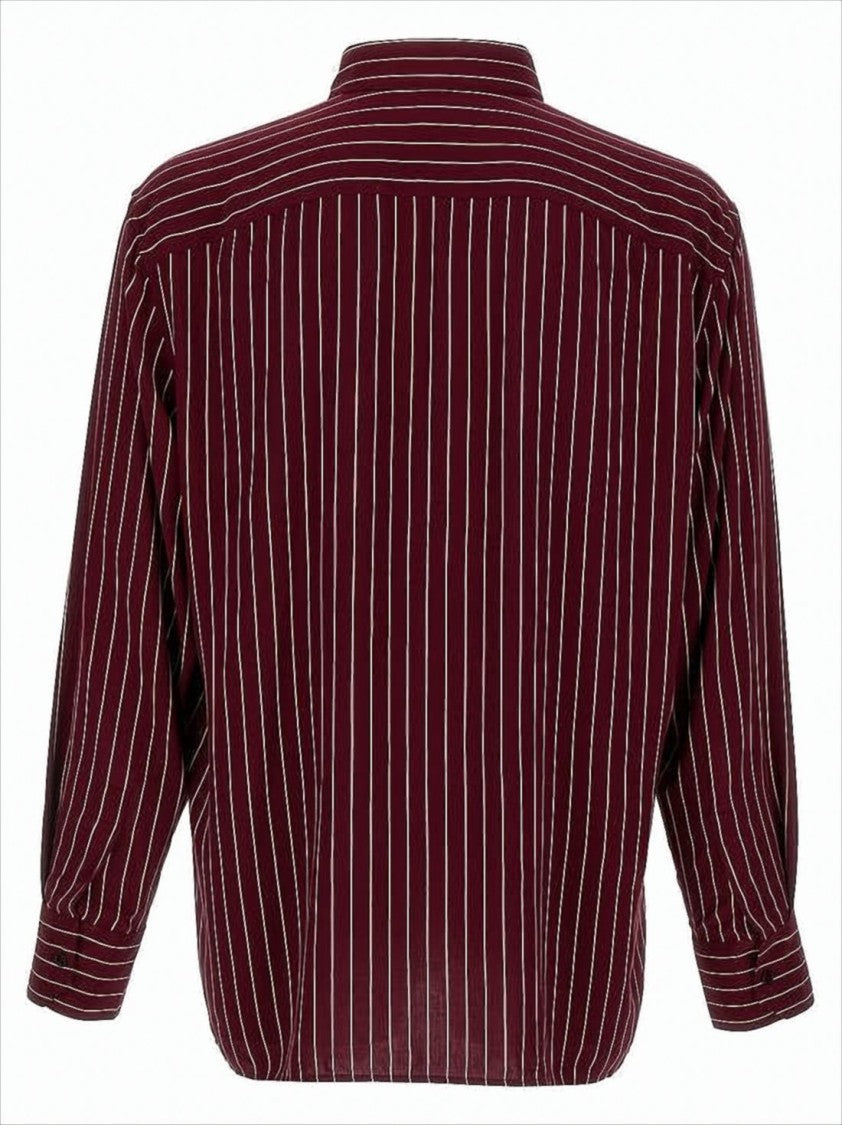 Saint Laurent Relaxed-Fit Burgundy Striped Long-Sleeve Shirt