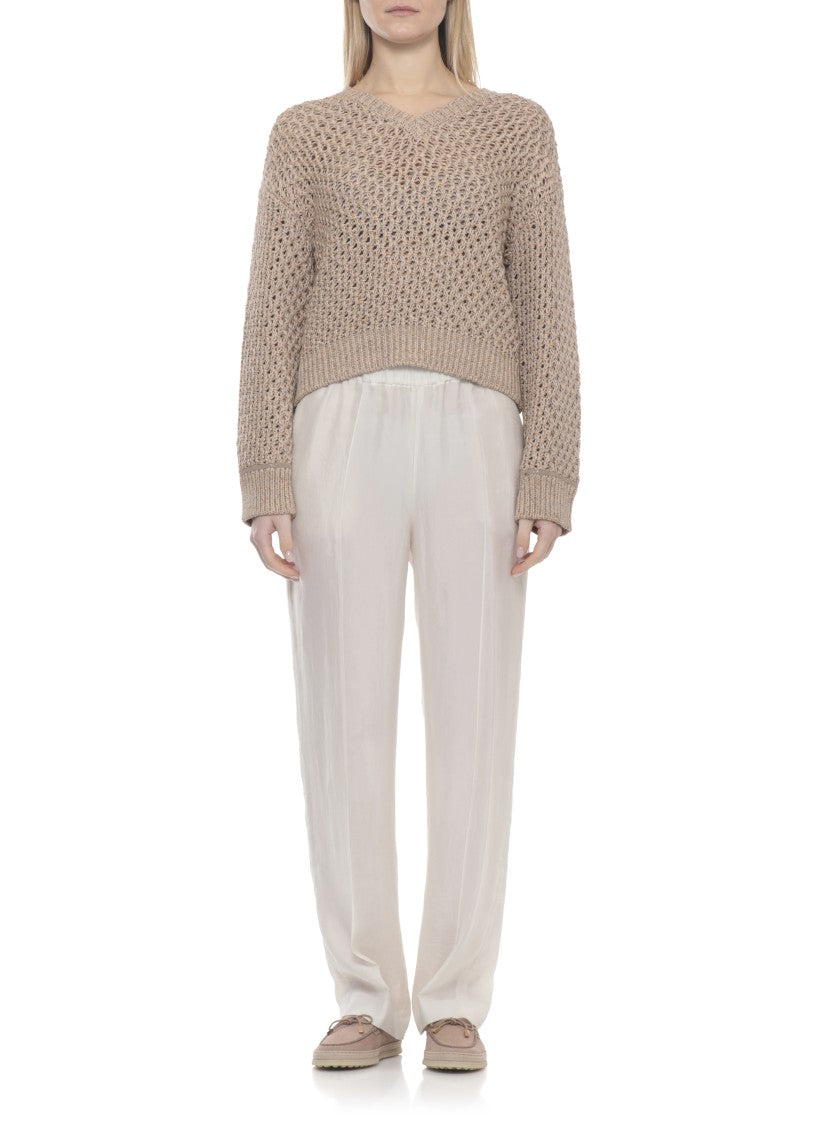 Fabiana Filippi Brown Perforated Lightpoint Detail Sweater