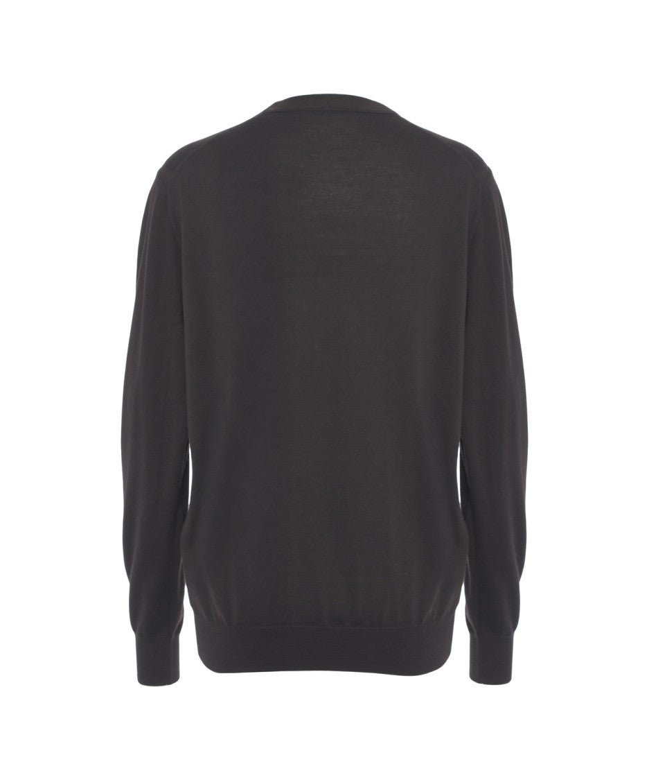 Paolo Pecora Finely Knit Virgin Wool Sweater With Classic Crew Neckline