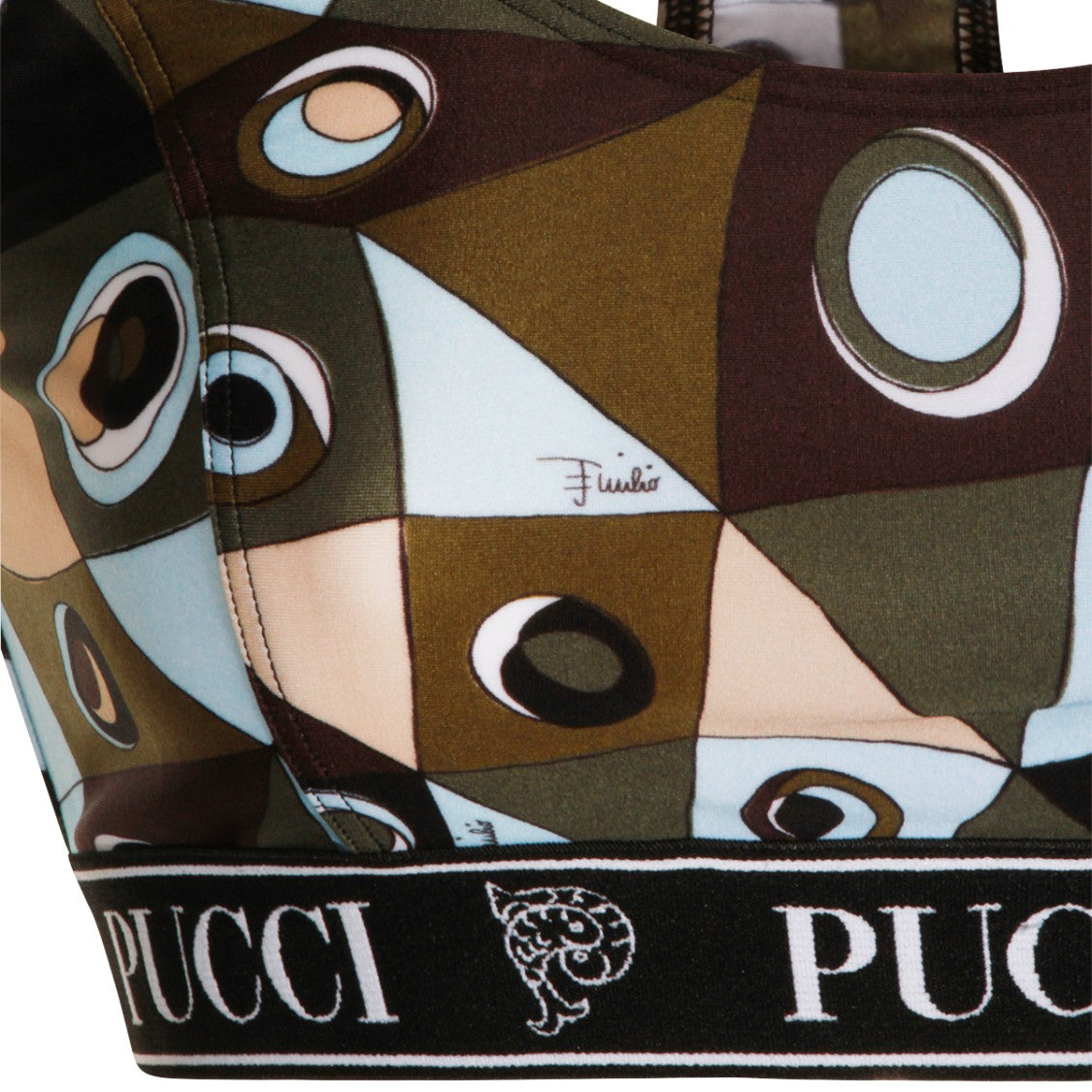 Emilio Pucci Cropped Halter Neck Top With Multicolor Geometric Print