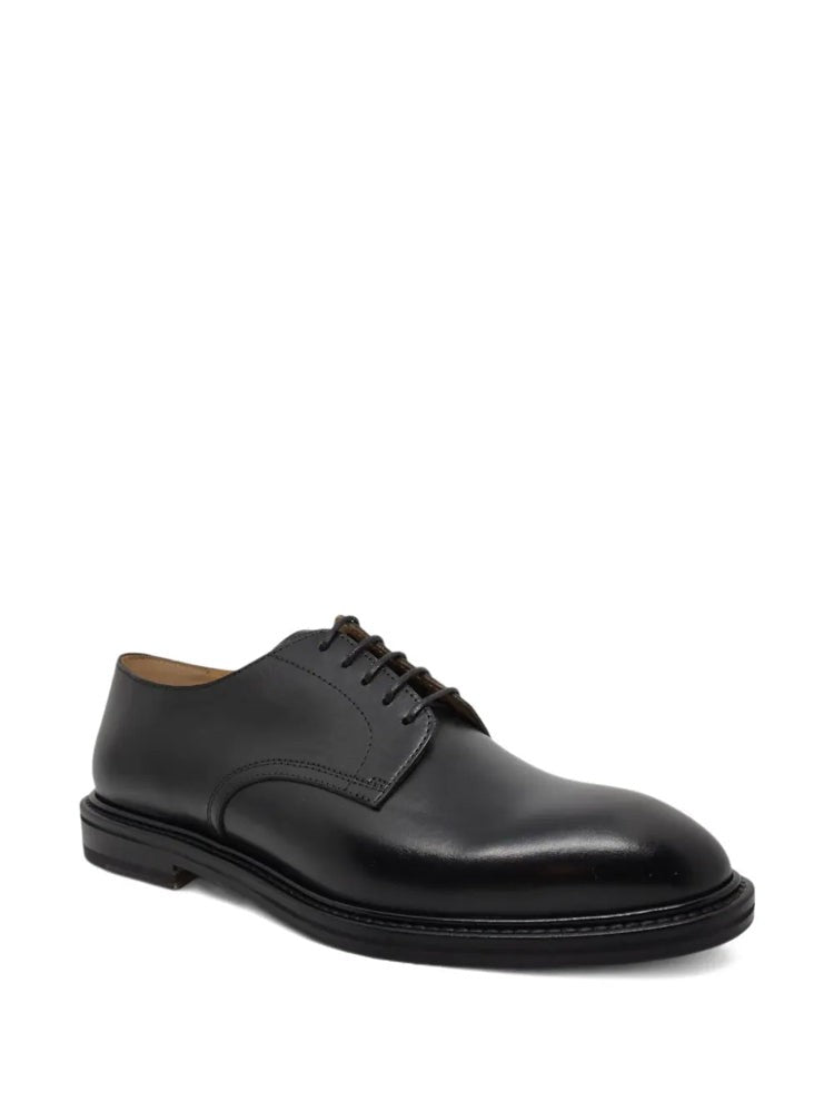 Henderson Black Derby Polished Closed Lacing Leather Formal Shoes