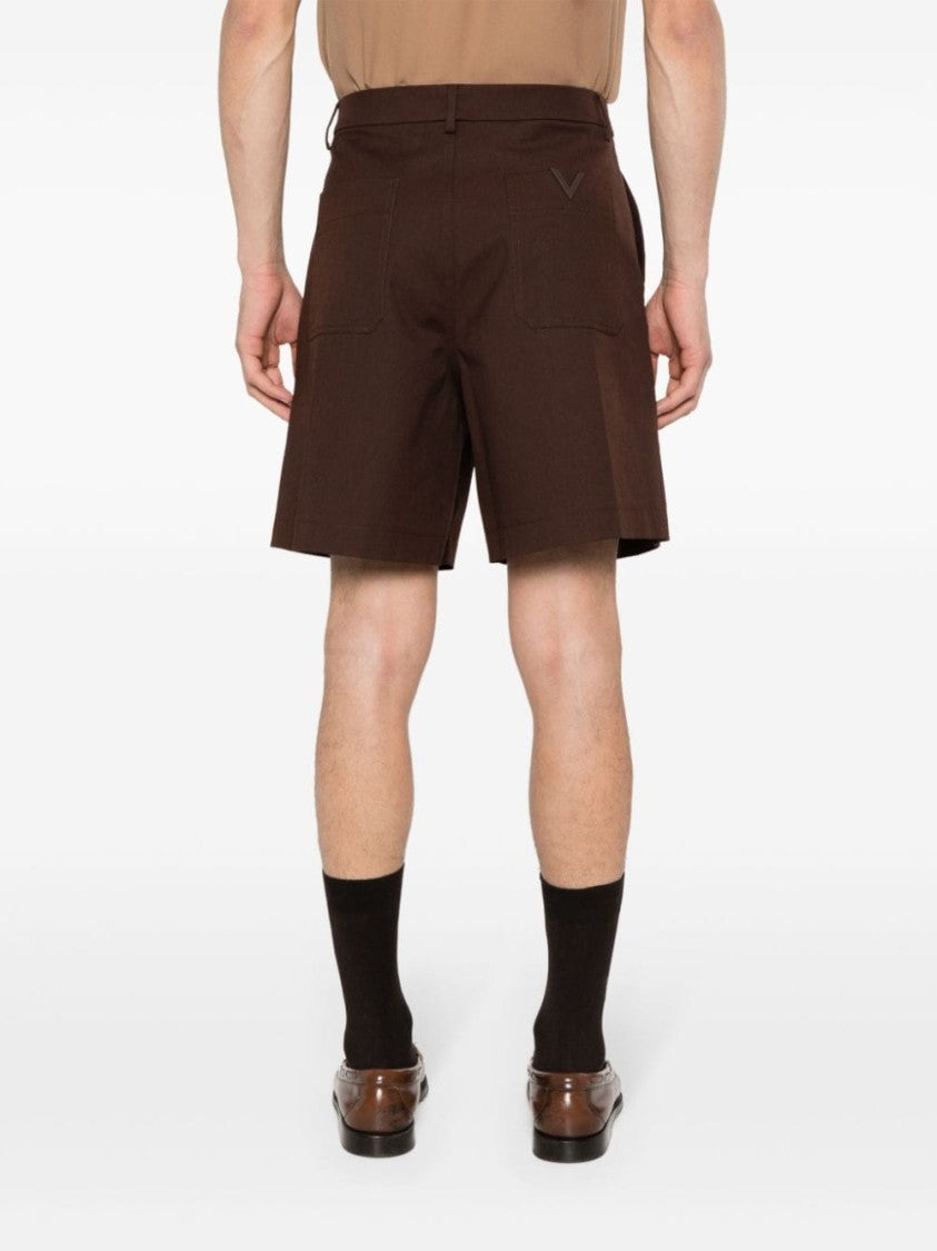 Valentino Garavani Chocolate Brown Cotton Blend Shorts