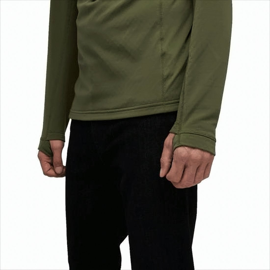 Black Diamond Fitted Olive Green Half-Zip Jacket With Thumbholes