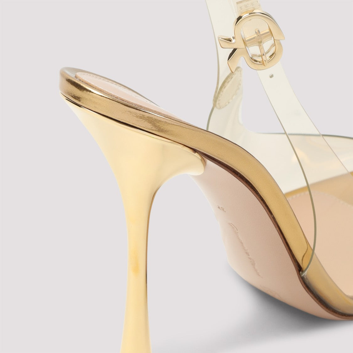 Gianvito Rossi Mekong Gold Leather Plexi Pump