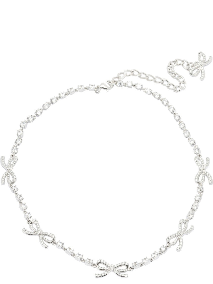 Self-Portrait Necklace With Bows And Crystals