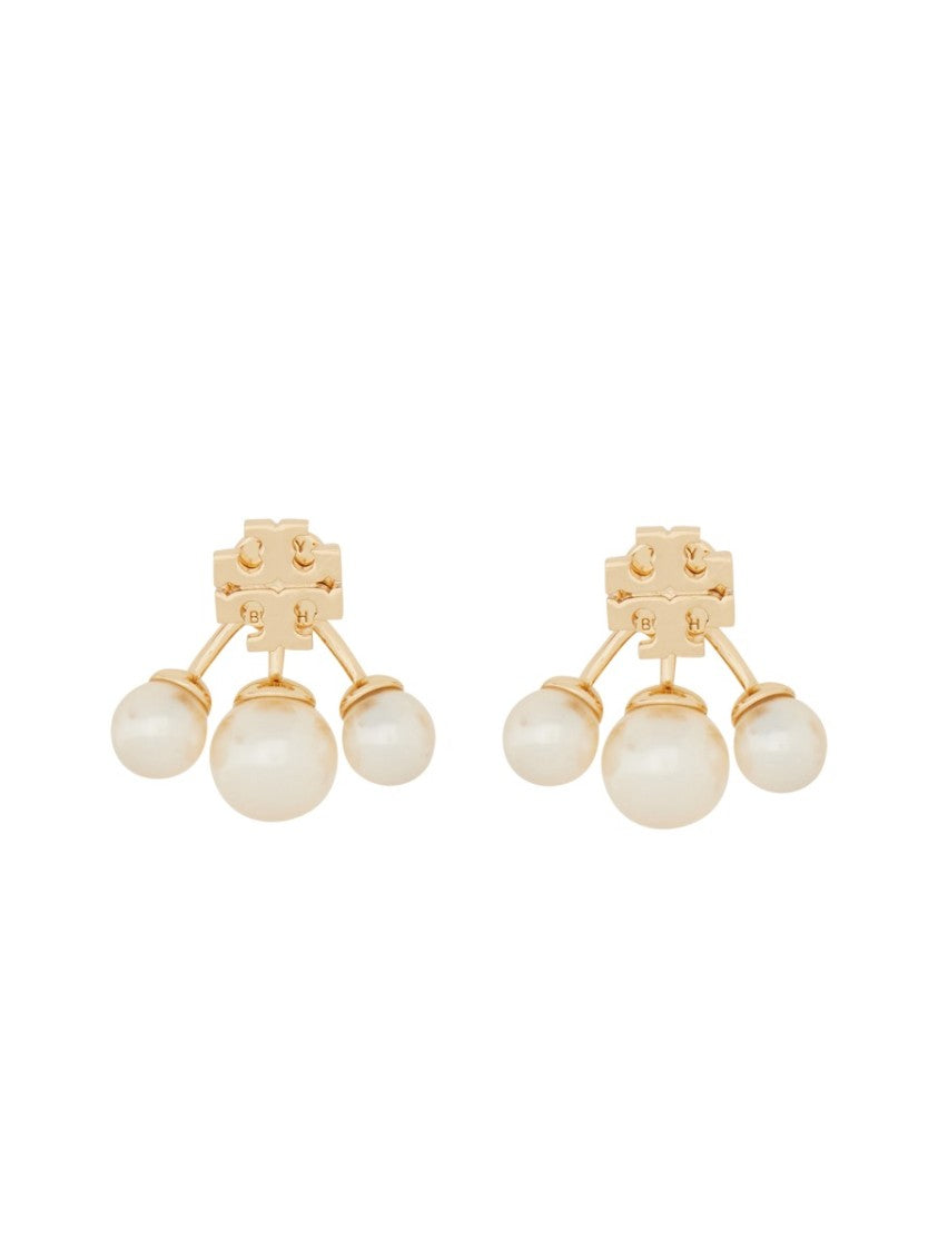 Tory Burch Gold Kira Pearl Triangular Earrings