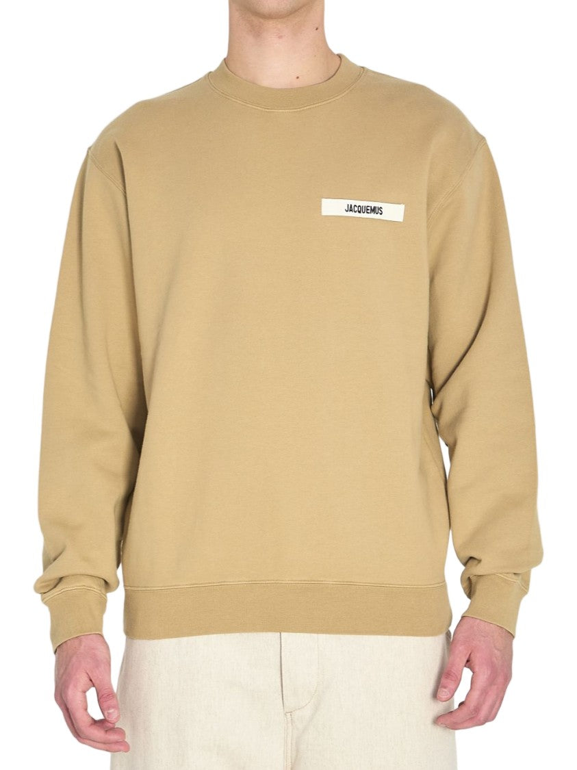 Jacquemus Beige Crewneck Sweatshirt With Relaxed Fit And Subtle Patch