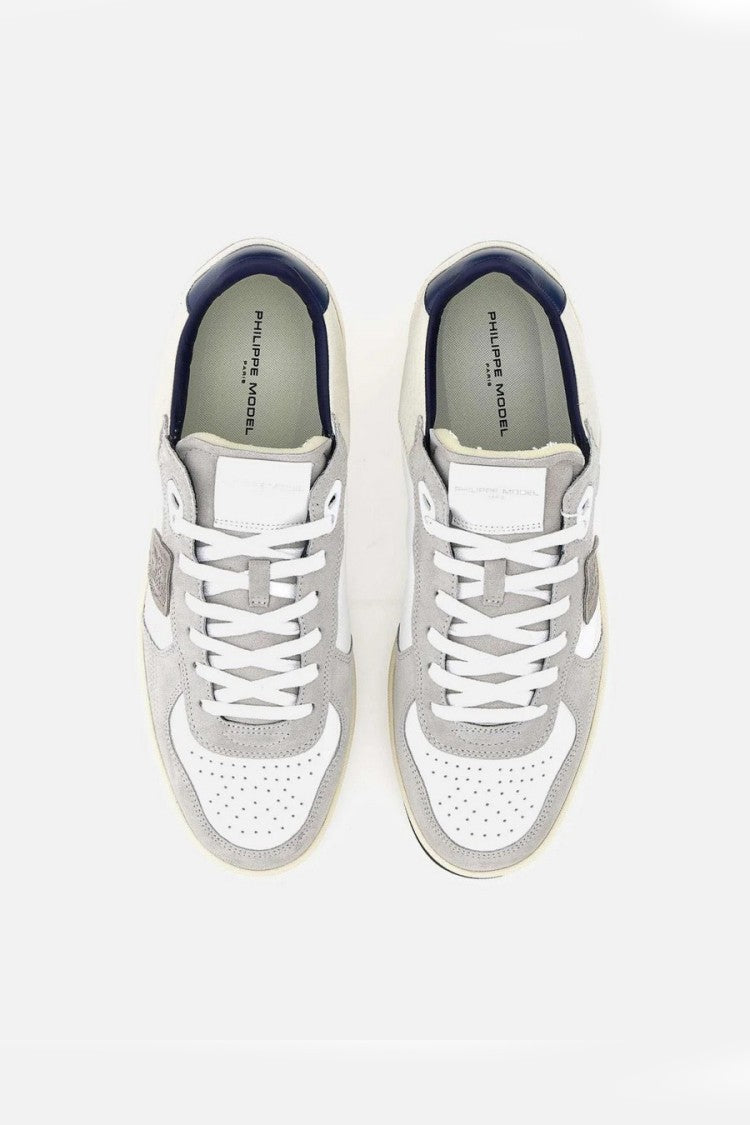 Philippe Model Beige Mixed Suede-And-Leather Panels Low-Top Sneakers