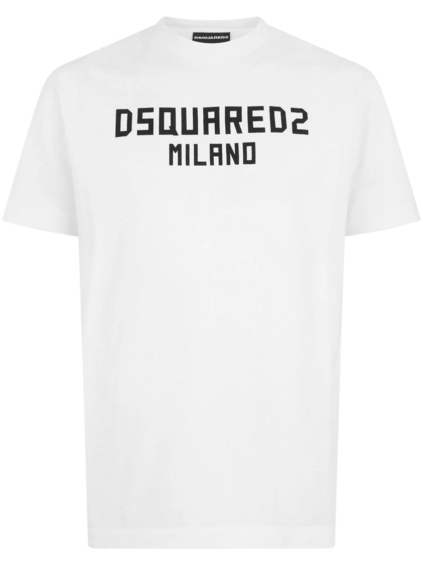 Dsquared2 Minimalist White Short-Sleeve T-Shirt With Bold Black Print