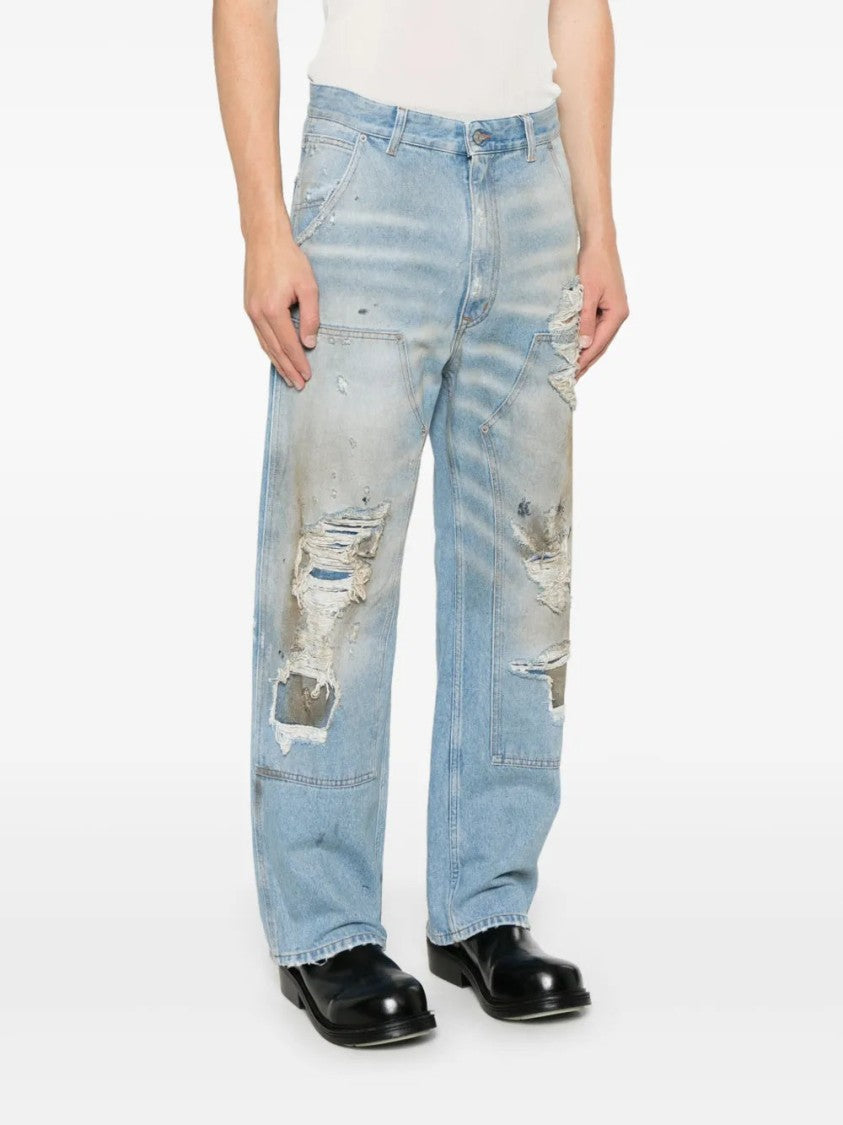 Mm6 By Maison Margiela Indigo Blue Distressed Jeans
