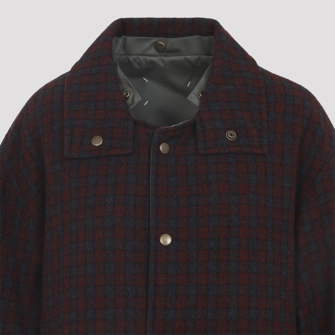 Maison Margiela Grey And Burgundy Polyamide And Wool Jacket