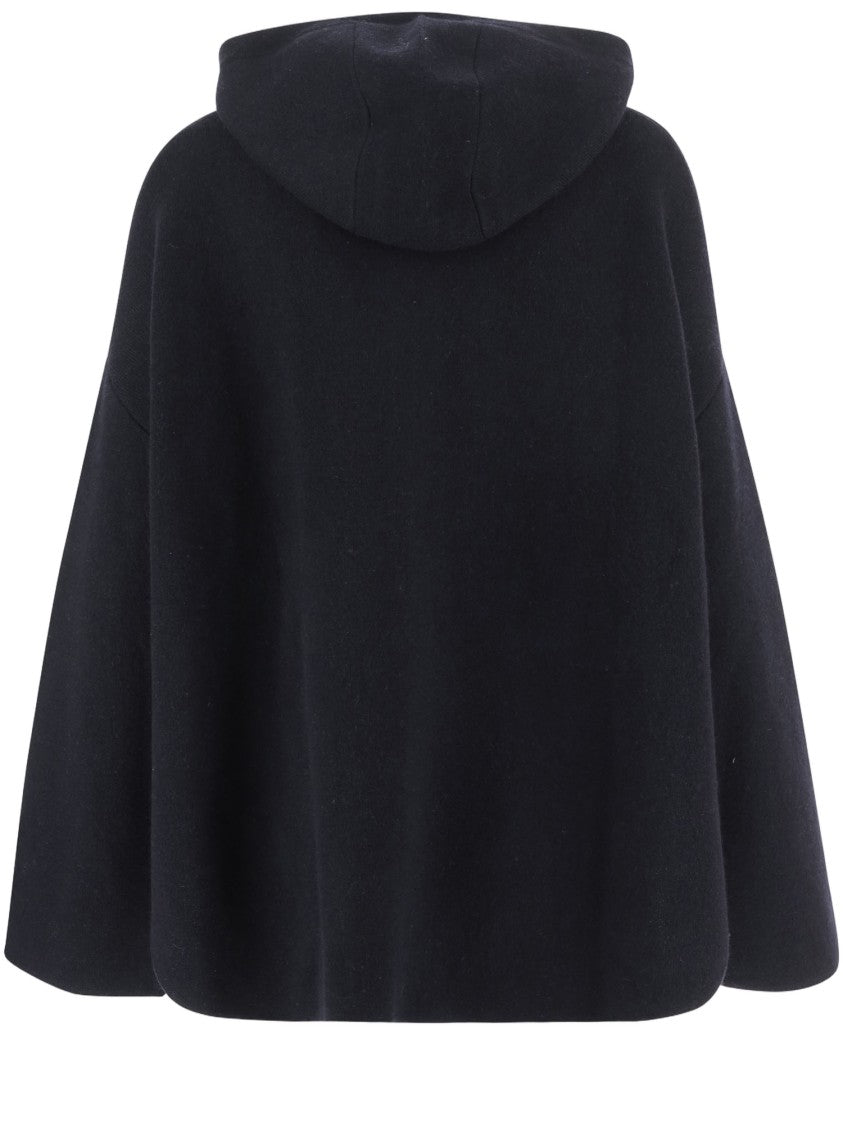 Allude Cashmere Blend Sweatshirt With Hood And Zip Closure