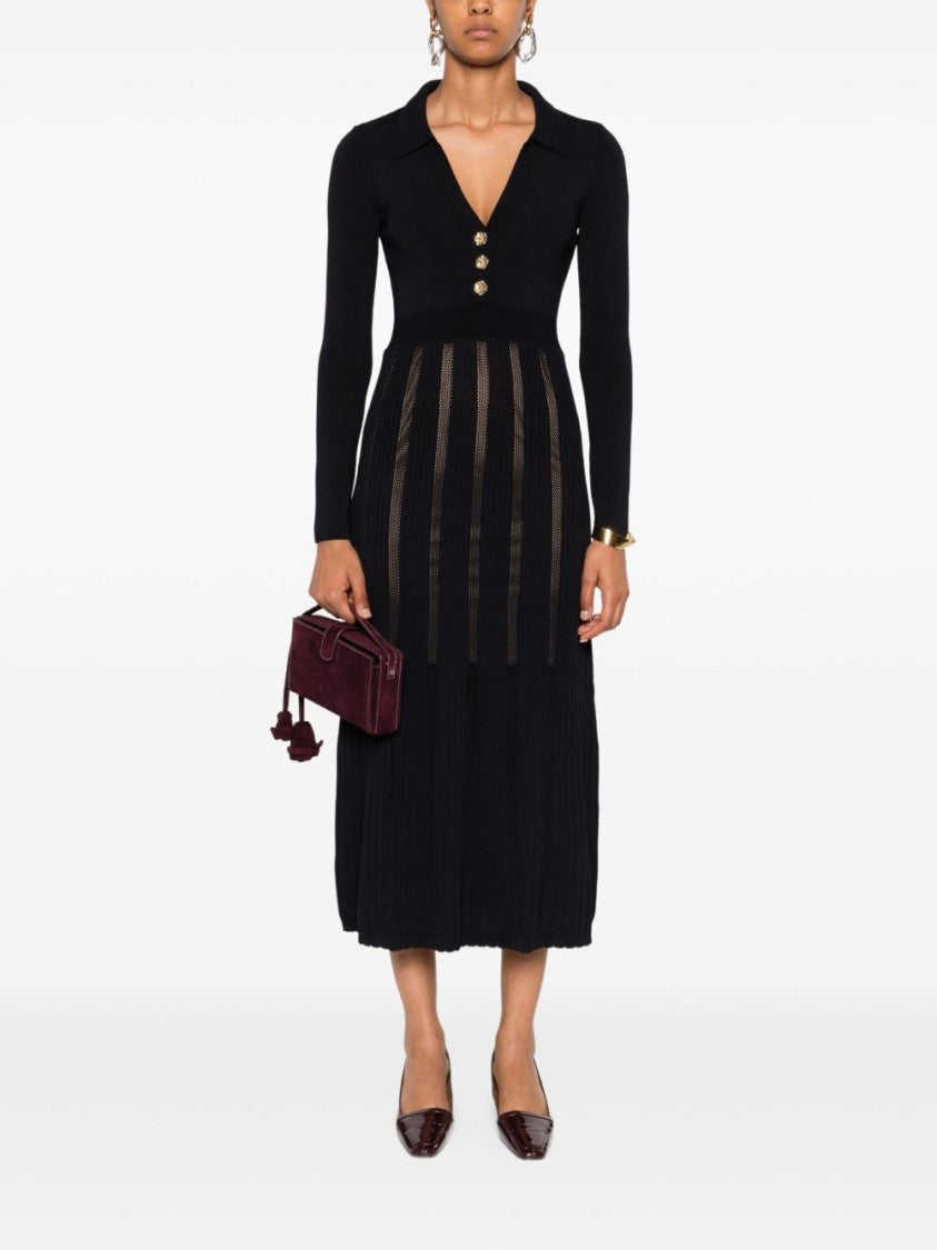 Twin-Set Midi Dress With Deep V-Neckline