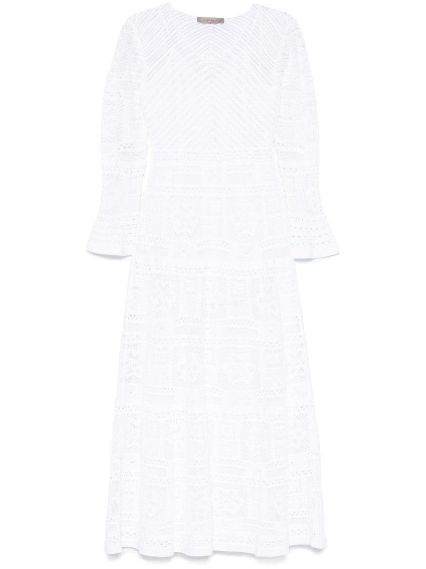 Dexterior Long Flowing Dress With Textured Patterns