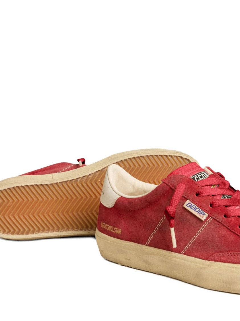 Golden Goose Red Low-Top Suede Leather Sneakers