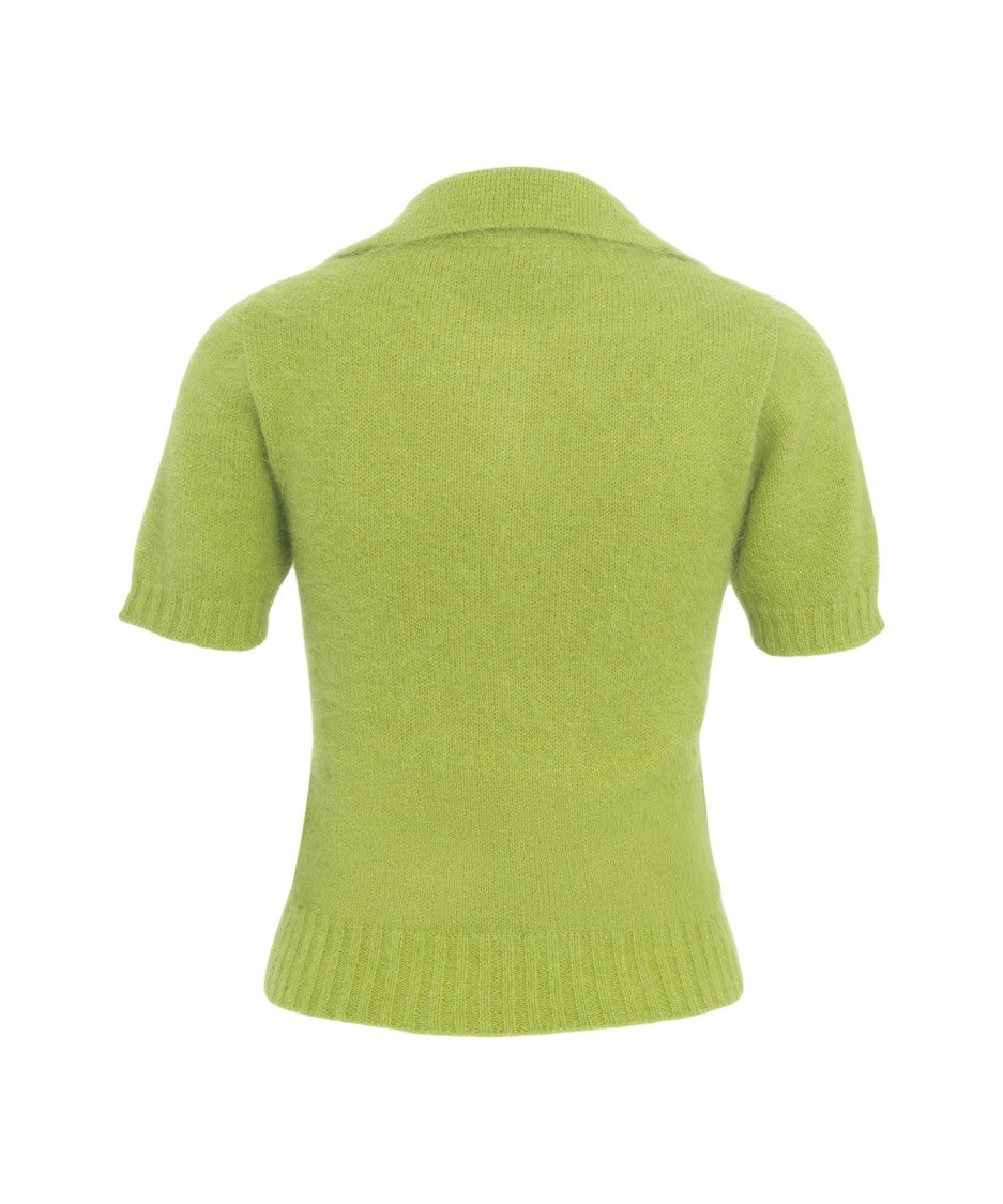 Roberto Collina Polo-Collared Knit Sweater With Short Sleeves And Ribbed Hem