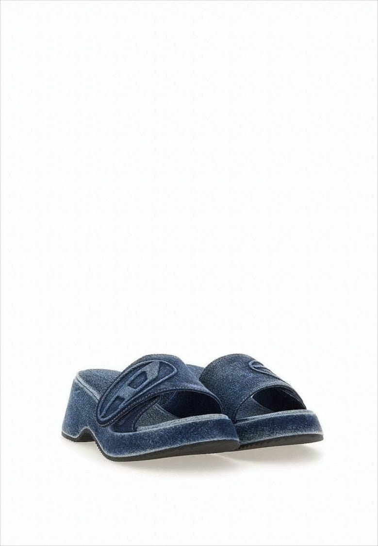 Diesel Denim-Inspired Cotton Sandals With Logo Detail