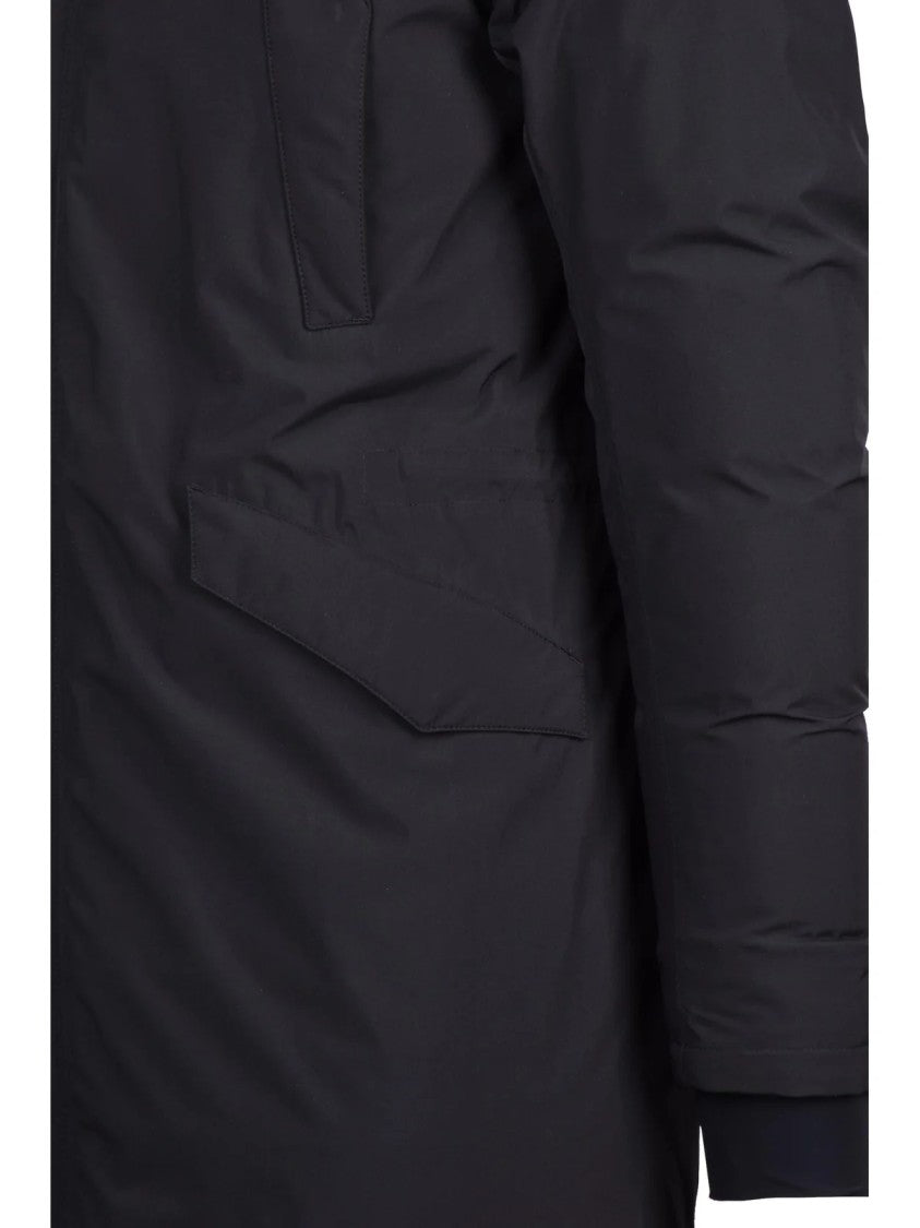 Herno Insulated Black Down Parka With High Collar And Adjustable Hem