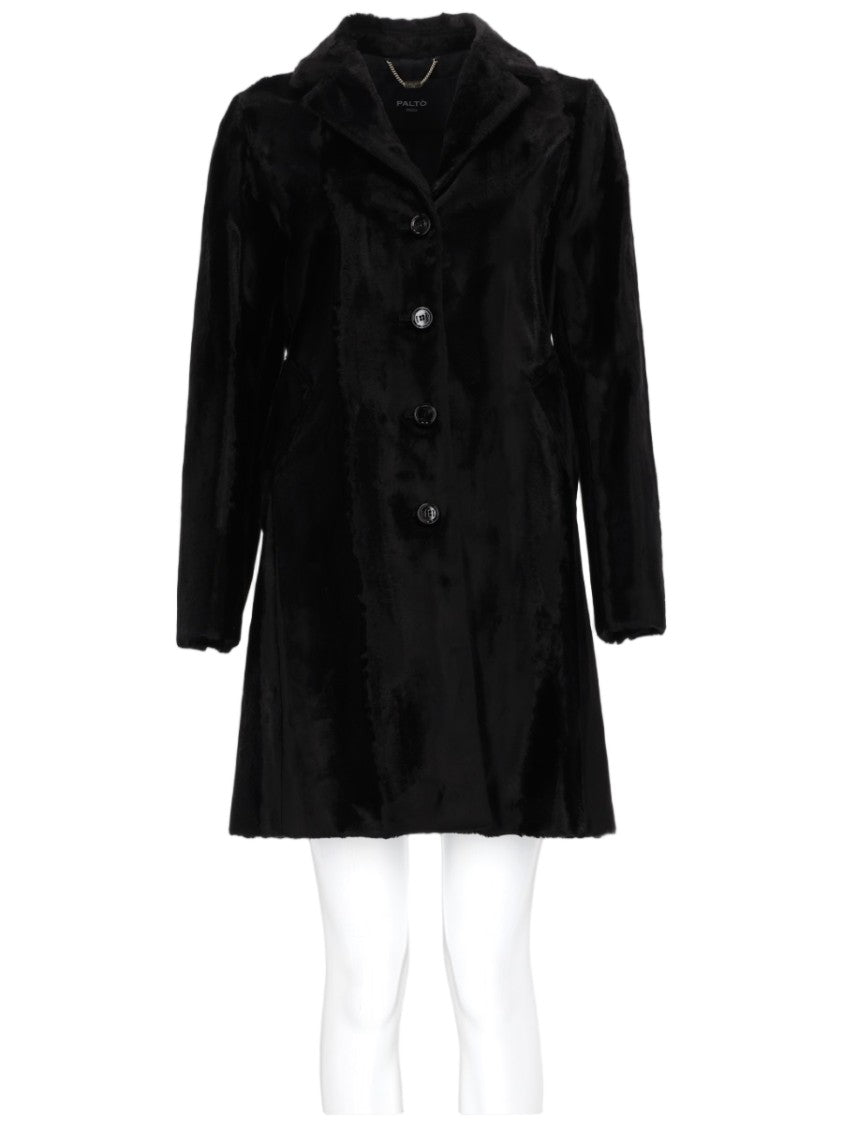 Paltò Tailored Black Coat With Classic Collar And Button Details