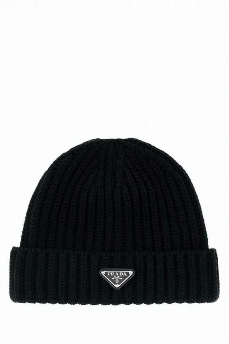 Prada Ribbed Knit Beanie With Folded Cuff