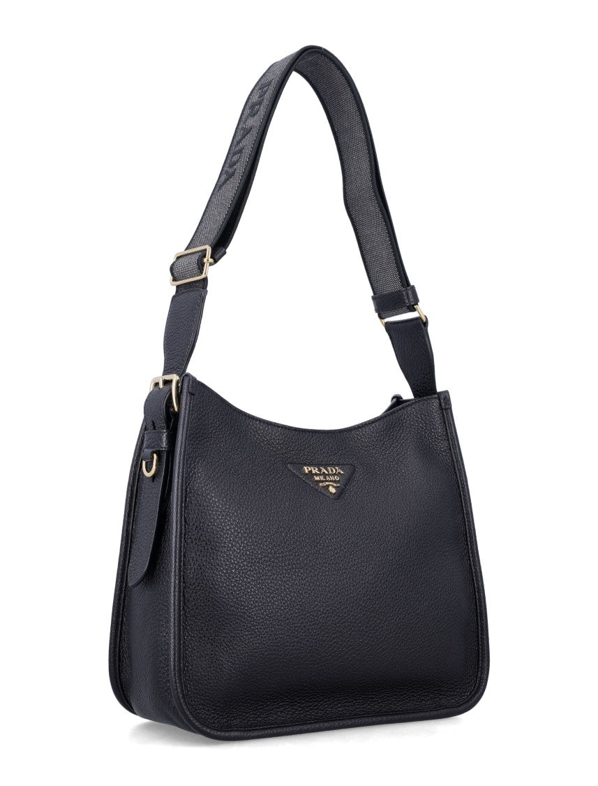 Prada Medium Black Leather Shoulder Bag