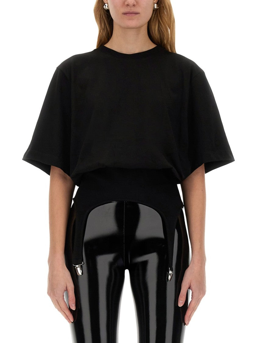 Fiorucci Black T-Shirt With Unique Suspender Design