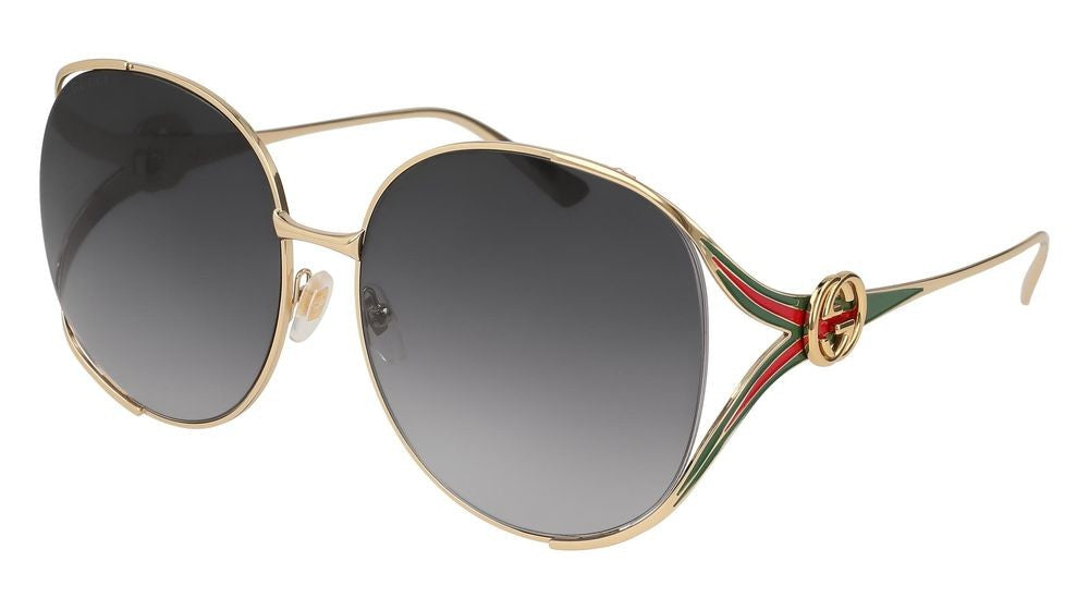 Gucci Gold Rounded Metal Frame Sunglasses