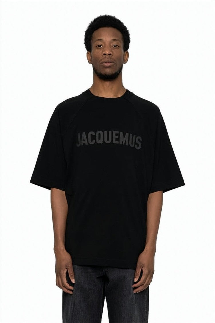 Jacquemus Minimalistic Black Short-Sleeve Tee With Tonal Logo
