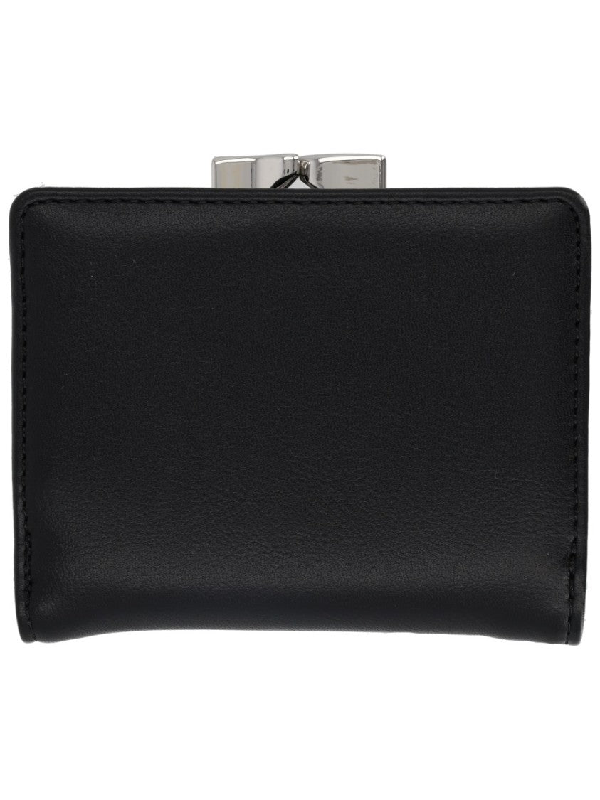 Vivienne Westwood Compact Black Wallet With Silver-Tone Orb Emblem