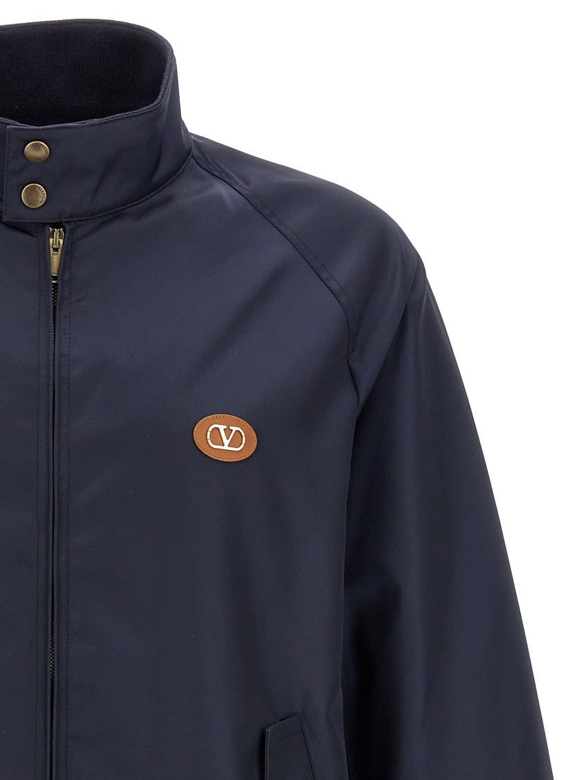 Valentino Garavani Nylon Bomber Jacket With High Neck