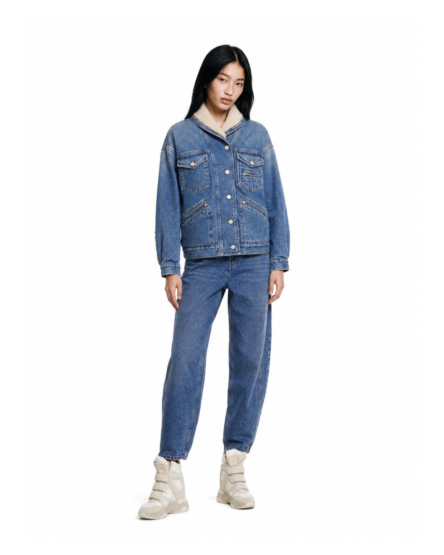 Isabel Marant Light Blue Faux Fur Lined Denim Jacket