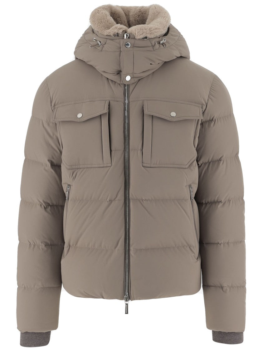 Moorer Quilted Down Jacket With High Collar And Removable Hood