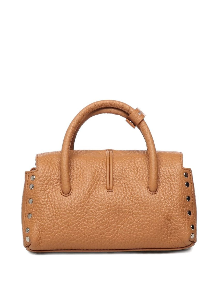 Zanellato Compact Brown Grained Leather Handbag
