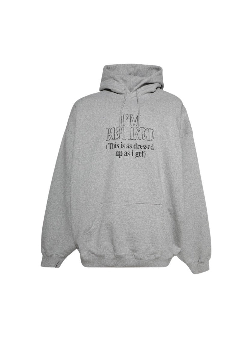 Vetements I'm Retired Oversized Hoodie Grey Melange