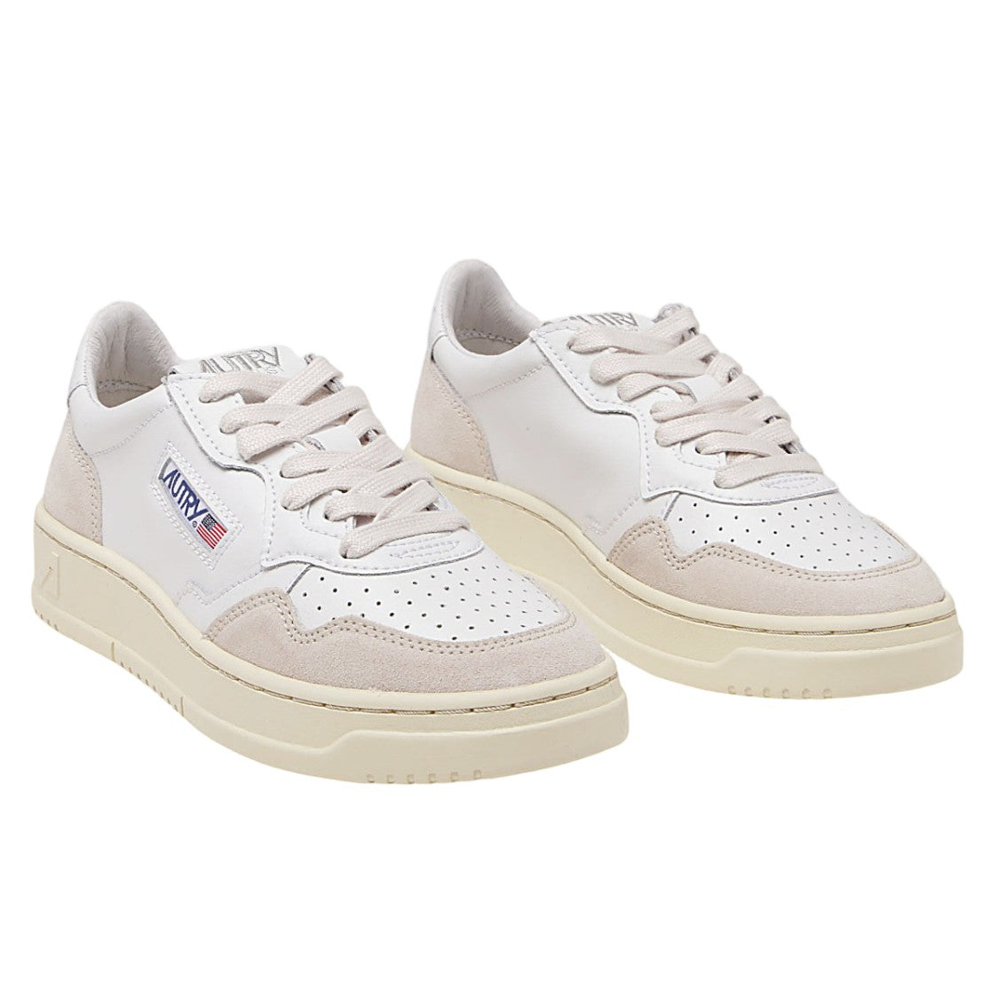 Autry Low-Top Leather Sneakers With Suede Overlays