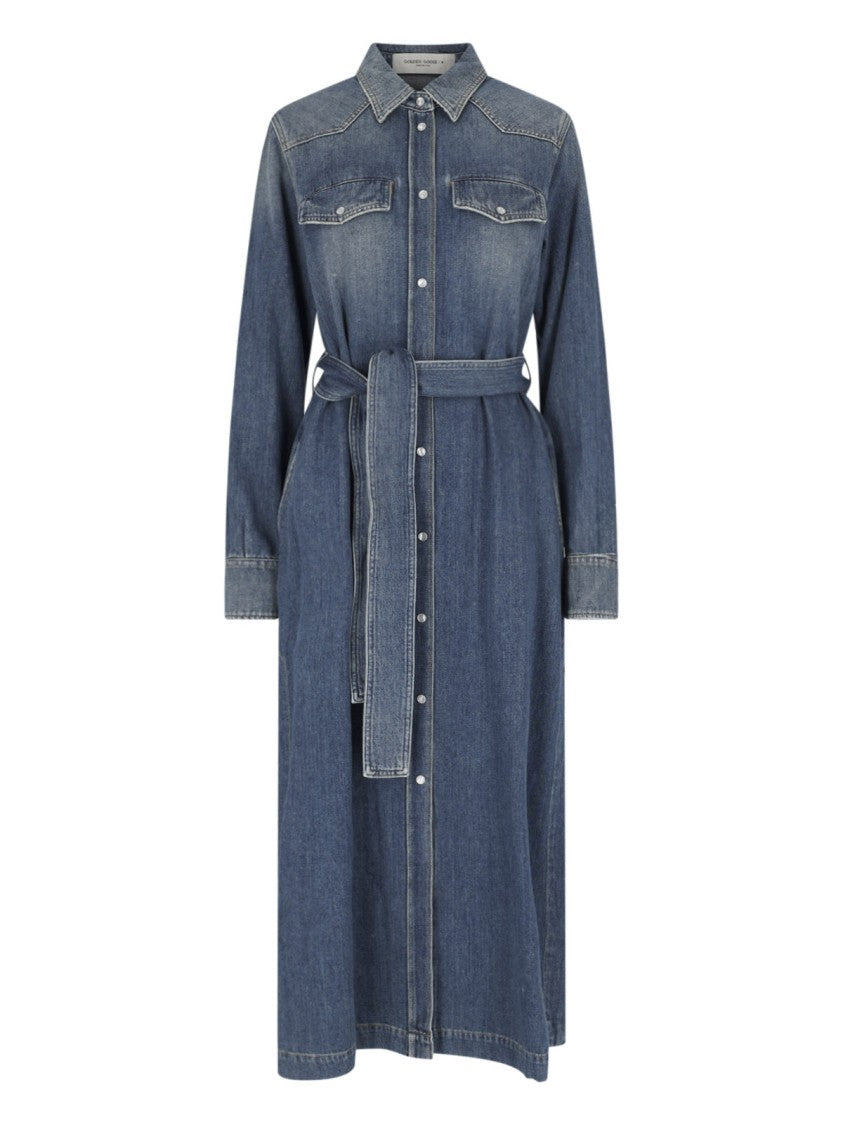 Golden Goose Denim Maxi Shirt Dress – Blue